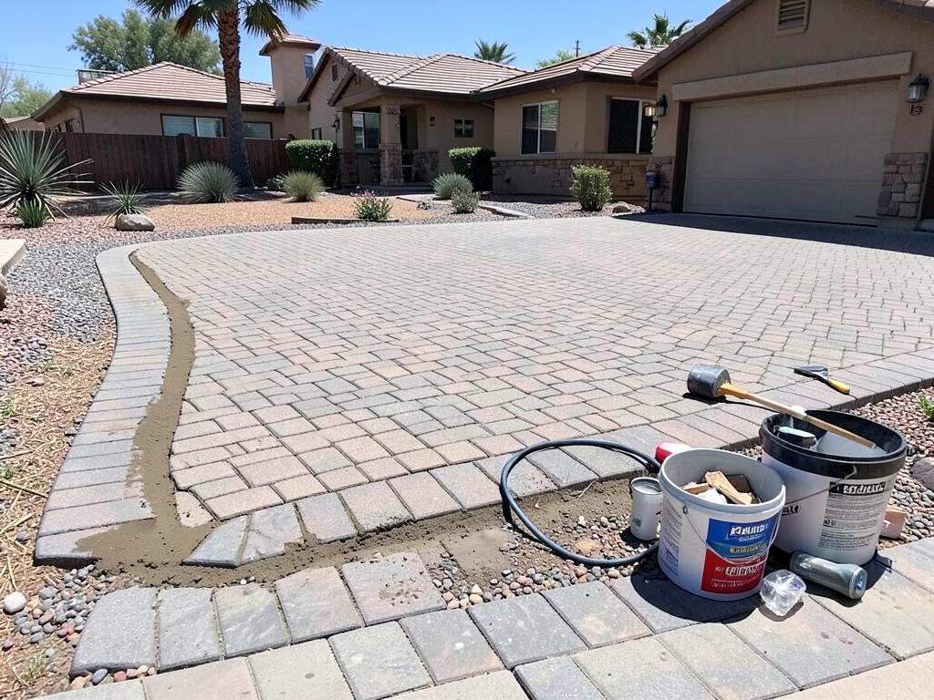 Paver repair & re-sand in Queen Creek